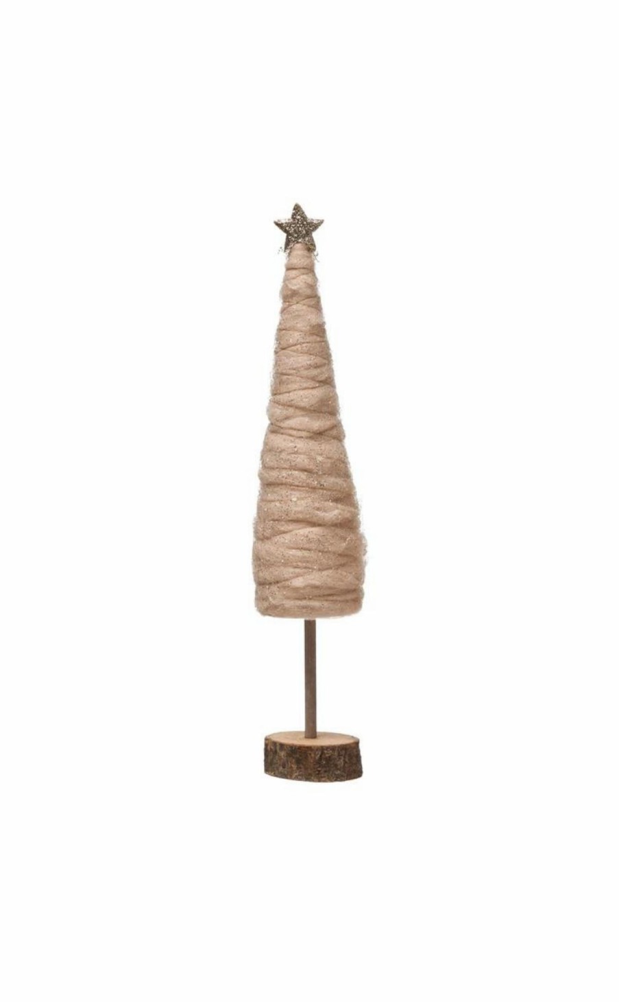 Accessories * | Wrapped Wool Cone Tree With Glitter & Star, Large Best-Selling