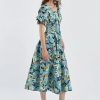 Clothing * | Abstract Print Midi Fit And Flare Dress Hot Sell