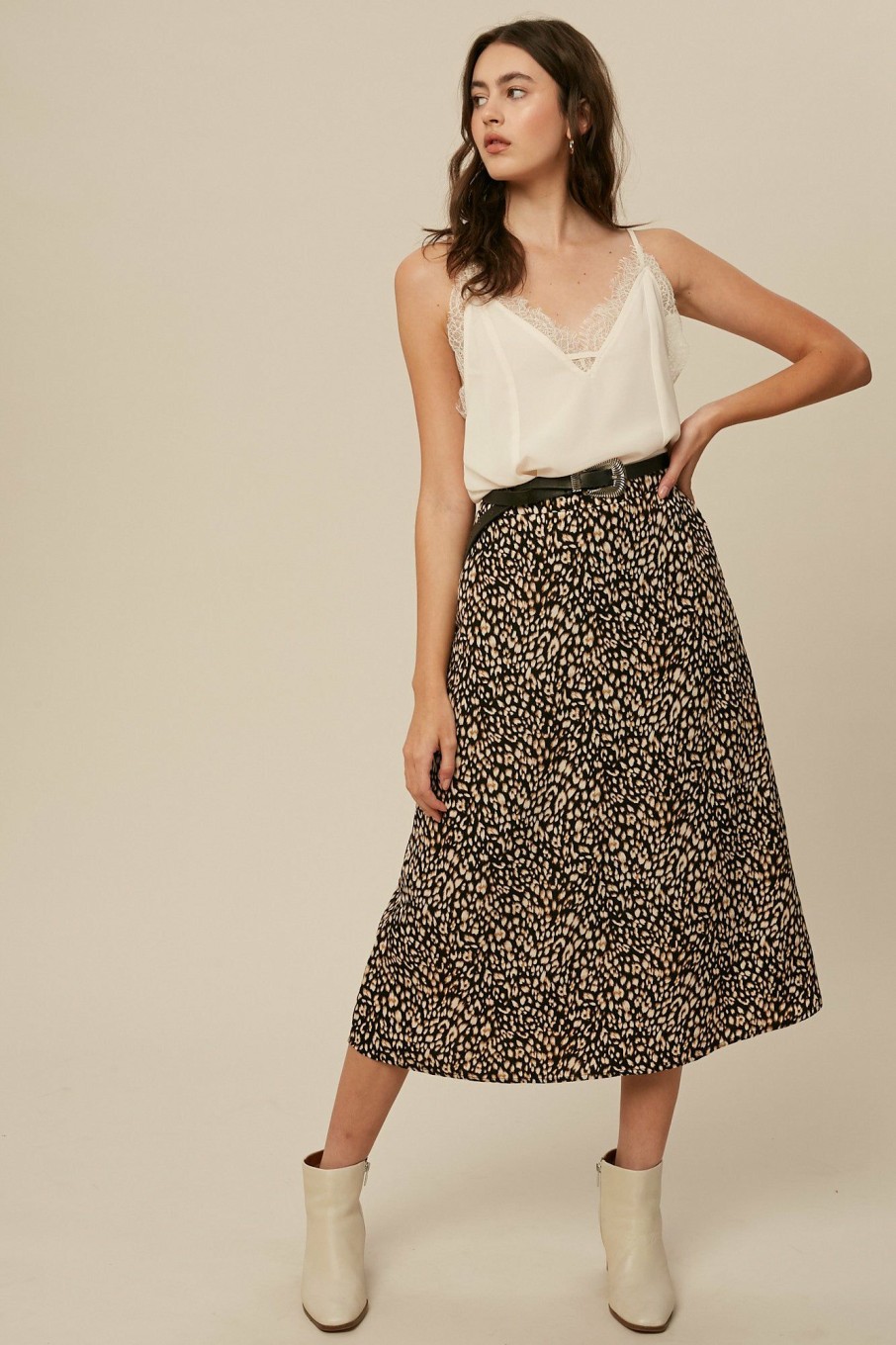 Clothing * | Animal Print A-Line Midi Skirt Special Offers