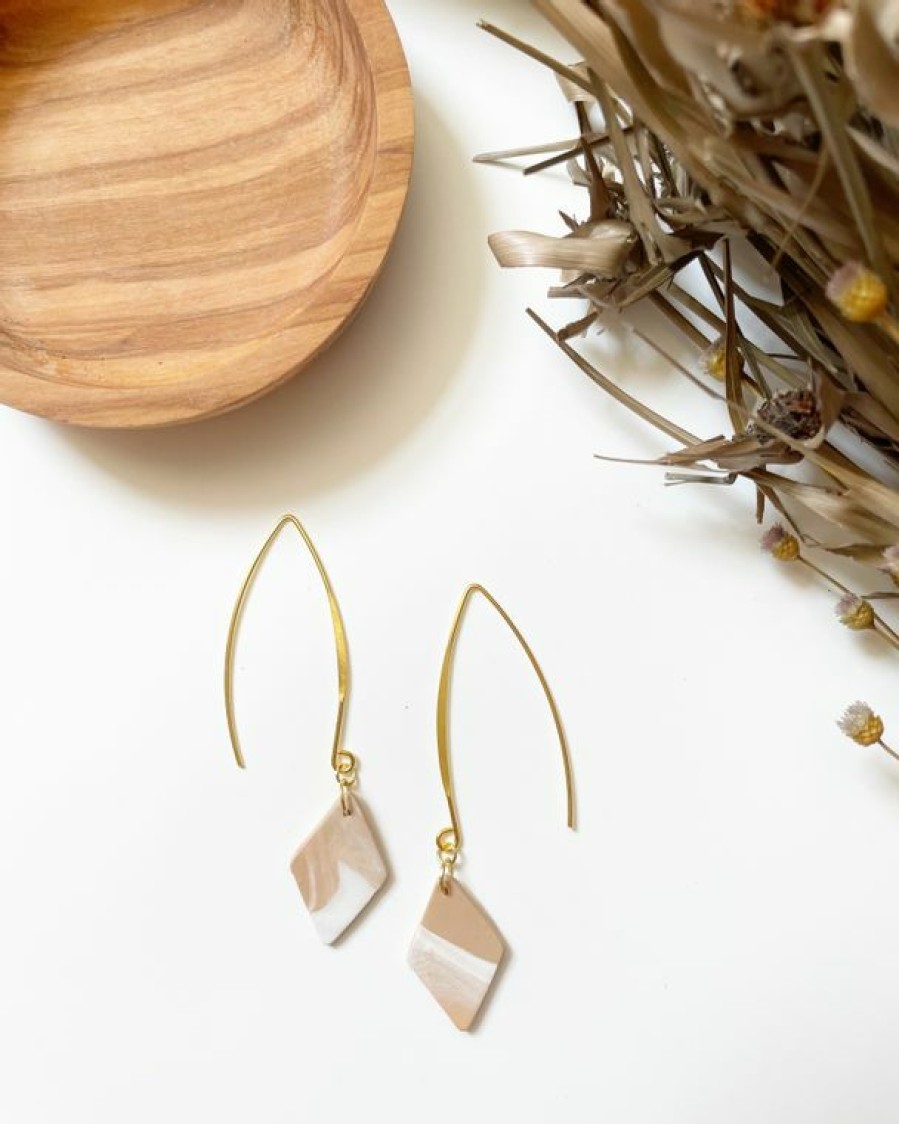 Accessories * | Clay Diamond Gold Hook Dangle Earrings Sale Online