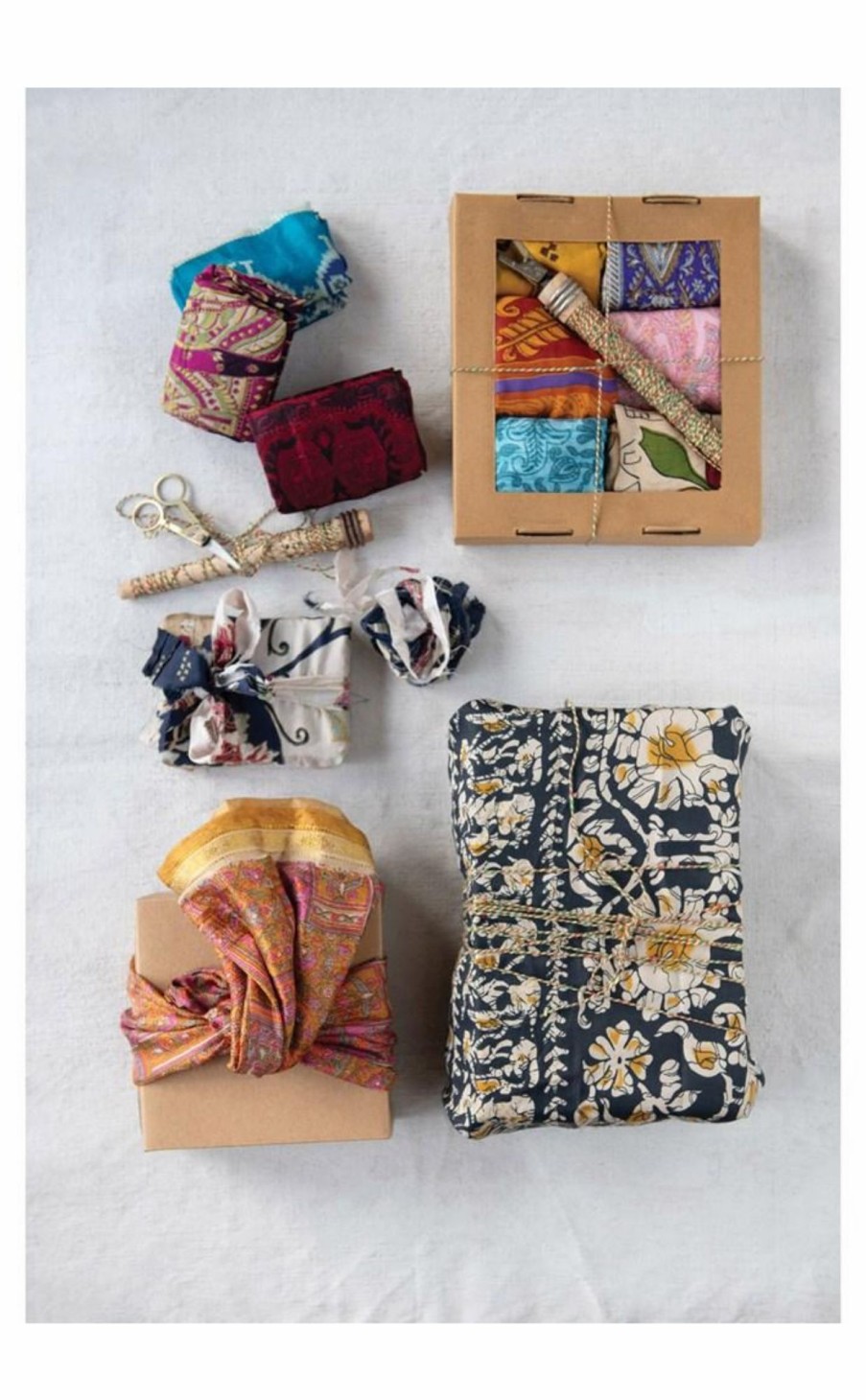 Accessories * | Vintage Silk Sari Gift Wrapping Kit Discount Online