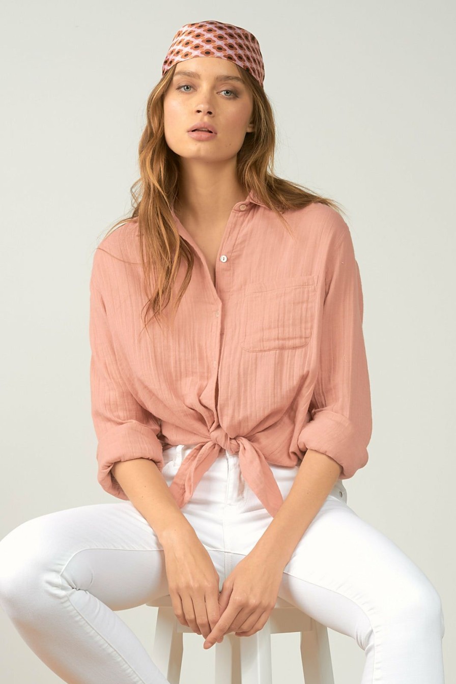 Clothing * | Gauze Button Down Shirt Sale Online