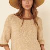 Clothing * | Two Tone Knit Short Sleeve Sweater Classical