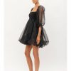 Clothing * | Mixed Media Knit & Organza Mini Dress Official