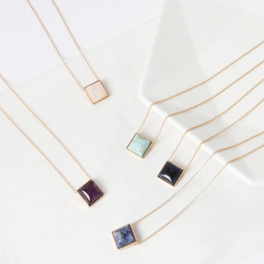 Accessories * | Quartz Square Necklace Discount