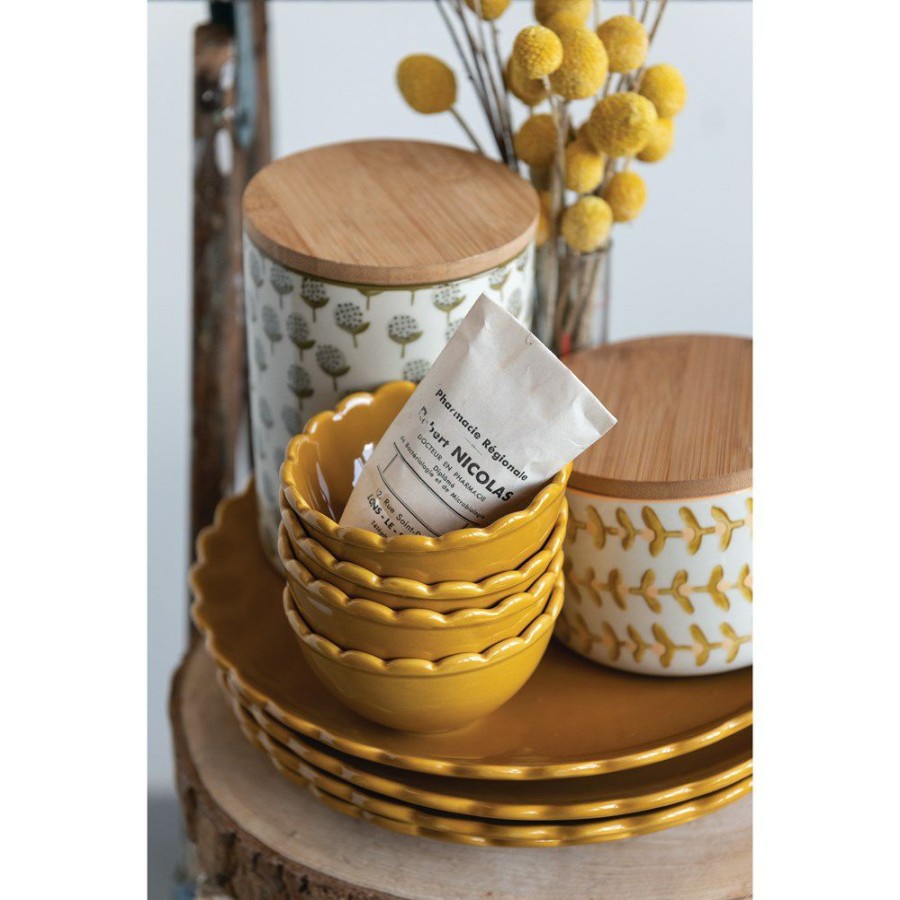 Accessories * | Scalloped Mustard Bowl Sells Cheap