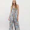 Clothing * | Floral Print Denim Jumpsuit Best-Selling