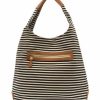 Accessories * | April Canvas Hobo Bag Cheaper Black & White Stripe