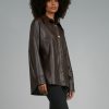 Clothing * | Faux Leather Shirt Jacket By Elan Sale Online