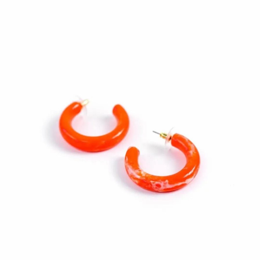 Accessories * | Marbled Hoop Resin Earrings Lower Price