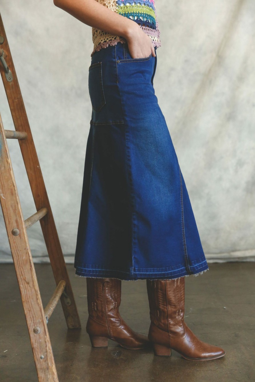 Clothing * | Midi A-Line Denim Skirt Special Offers