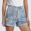 Clothing * | Floral Print Denim Shorts Reasonable Price