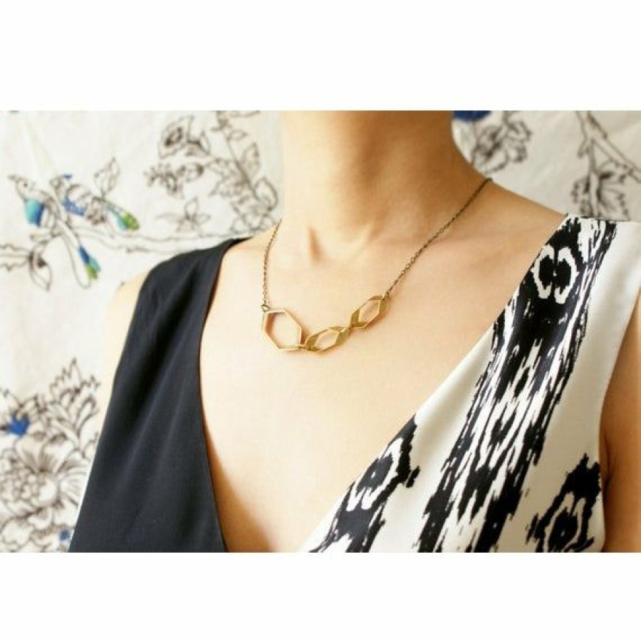 Accessories * | Abstract Hexagon Necklace Reasonable Price