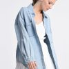 Clothing * | Soft Denim Oversized Shirt Official