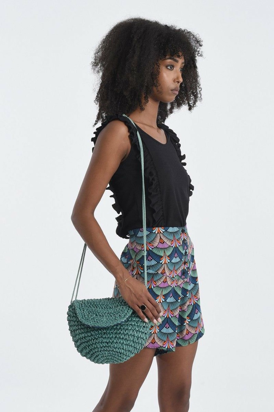 Accessories * | Woven Green Crossbody Bag Hot Sell