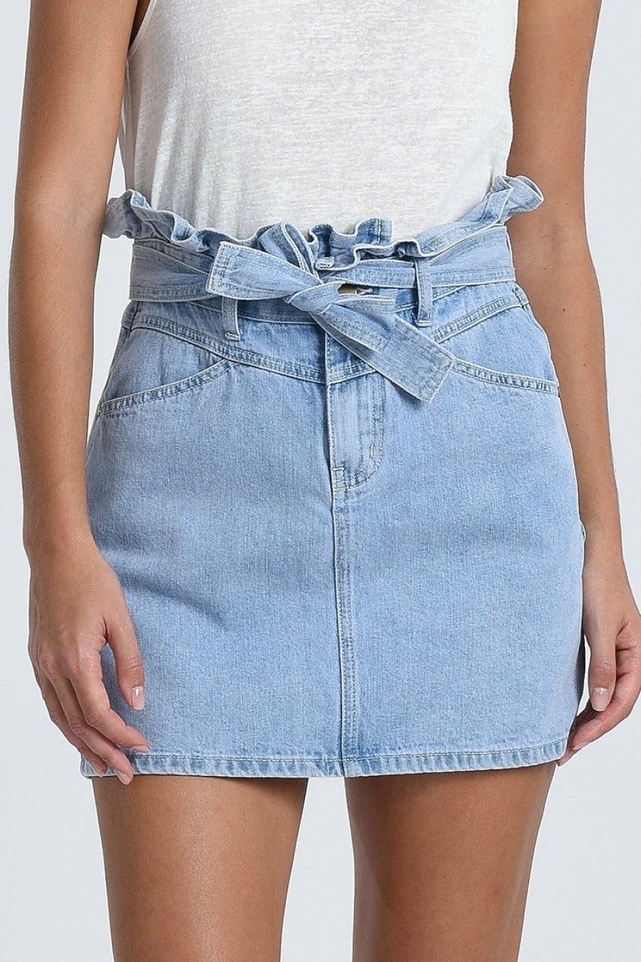 Clothing * | Paper Bag Denim Skirt Lower Price