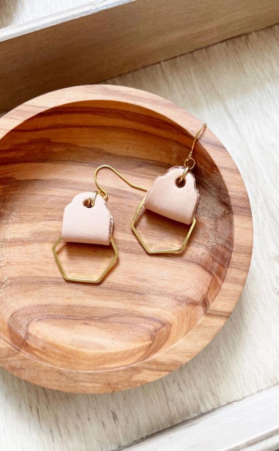 Accessories * | Leather Wrapped Hexagon Dangle Earrings Special Offers