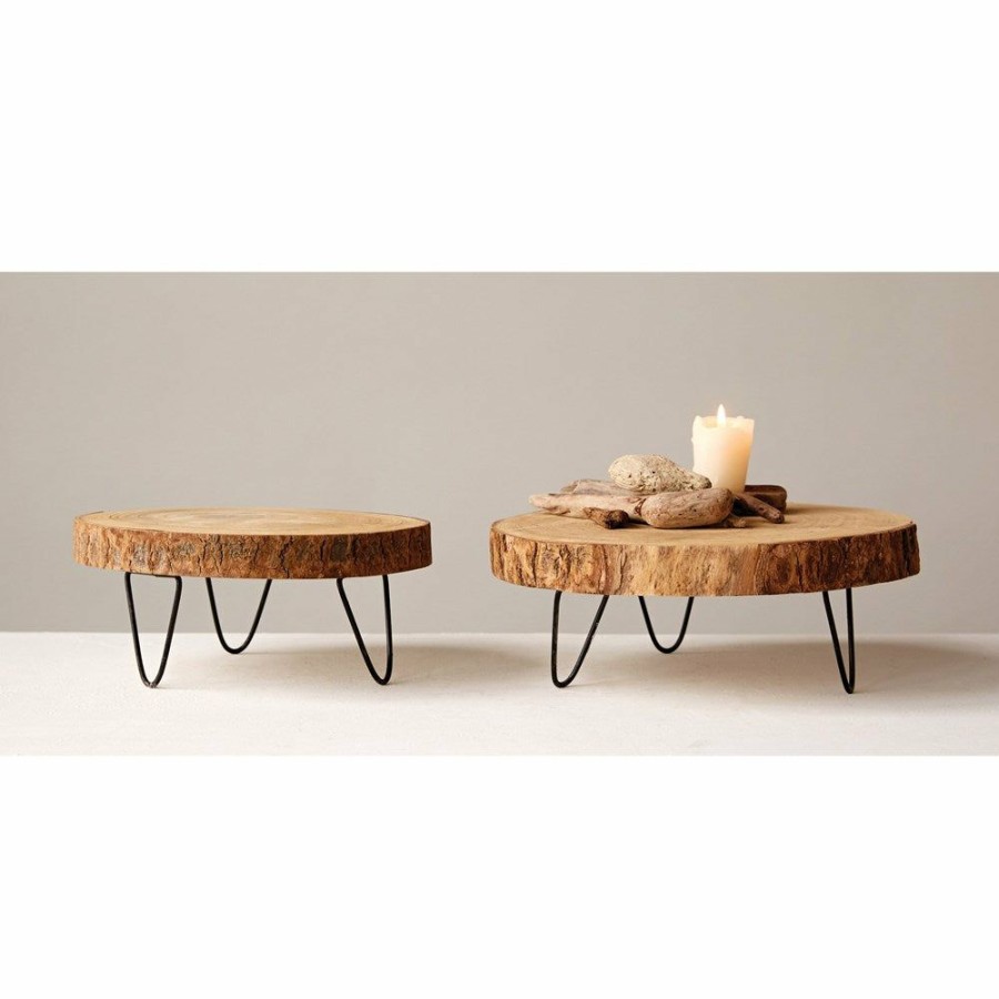 Accessories * | Round Paulownia Wood Pedestal Sale Online