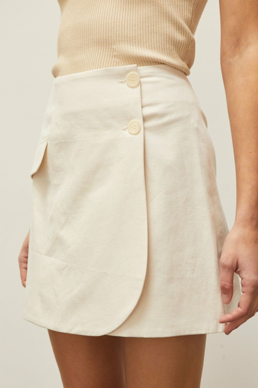 Clothing * | Arecia Wrap Mini Skirt Exclusive Design Ivory