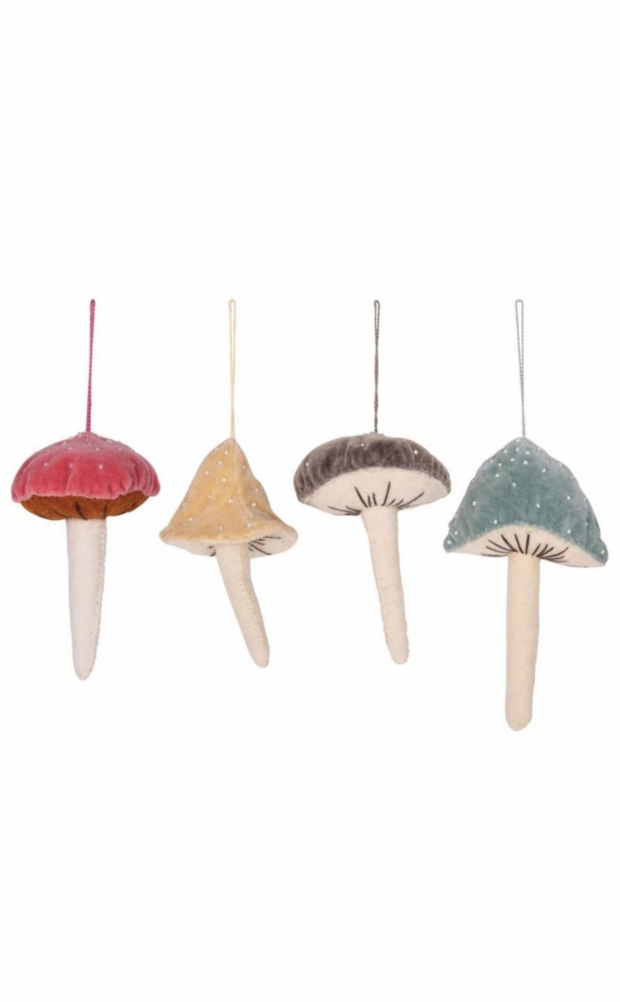 Accessories * | Velvet Beaded Mushroom Ornament Popular