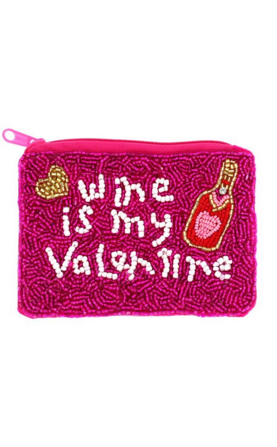 Accessories * | Beaded Coin Purse Wine Is My Valentine Best Sellers