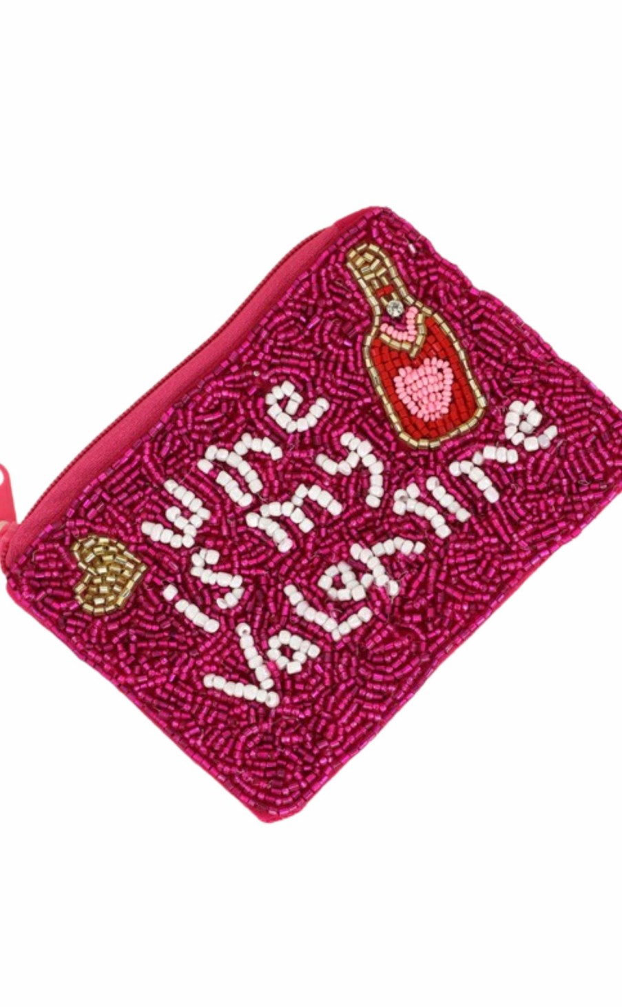 Accessories * | Beaded Coin Purse Wine Is My Valentine Best Sellers