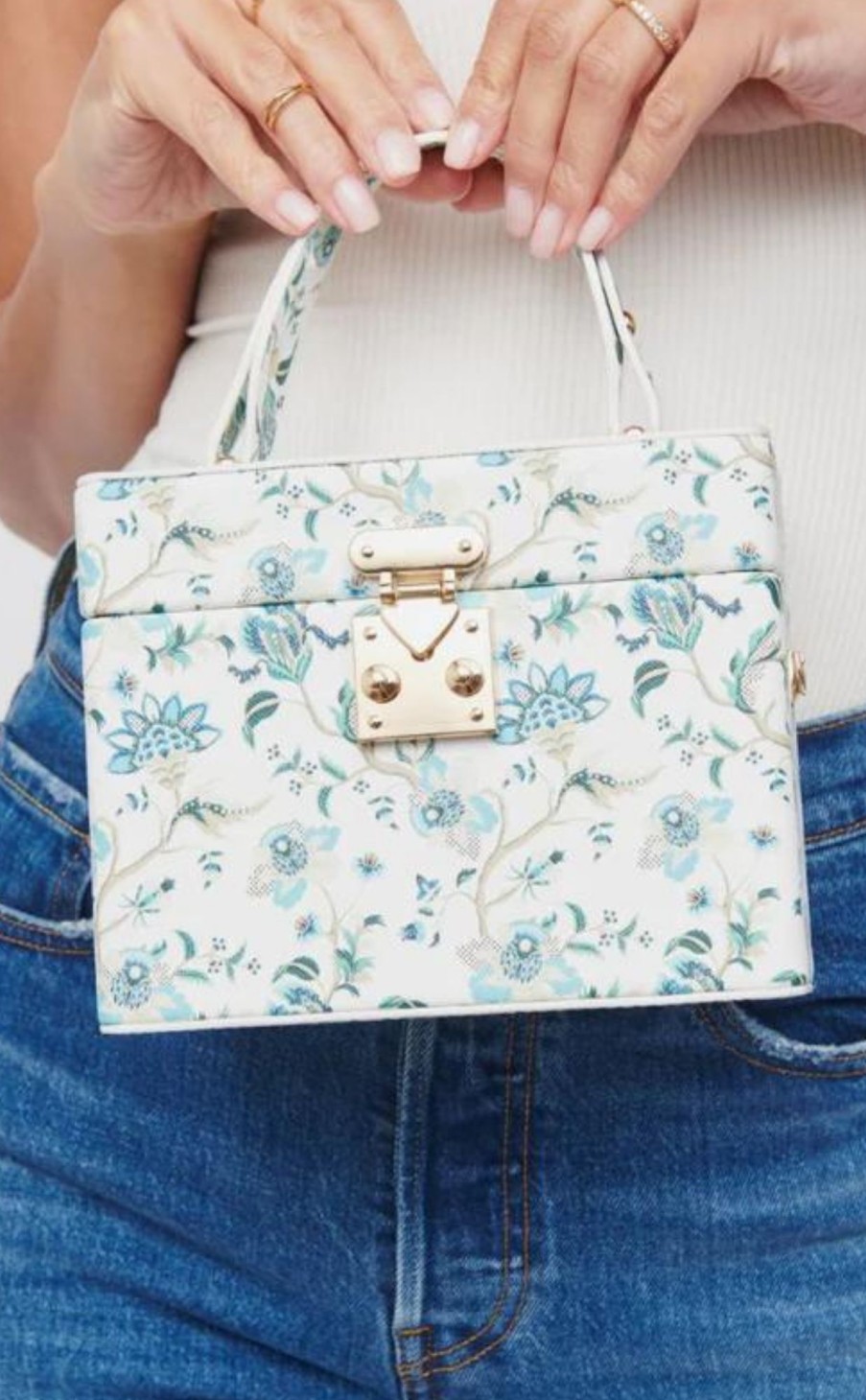 Accessories * | Mindy Top Handle Floral Bag Popular