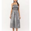 Clothing * | Claire Checkered Jacquard Ruched Midi Dress Best-Selling