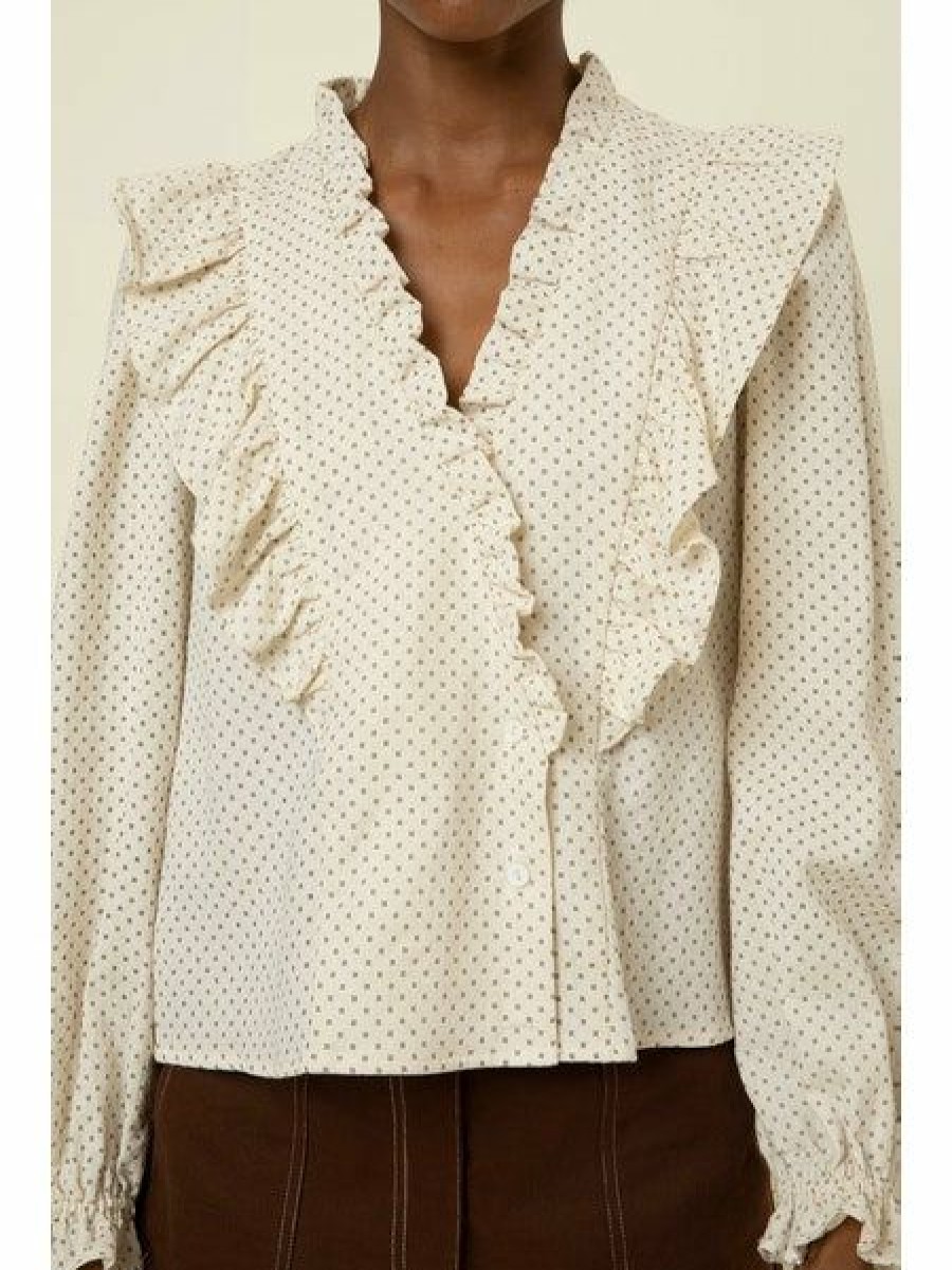 Clothing * | Taya Ruffle Front Woven Blouse Special Offers