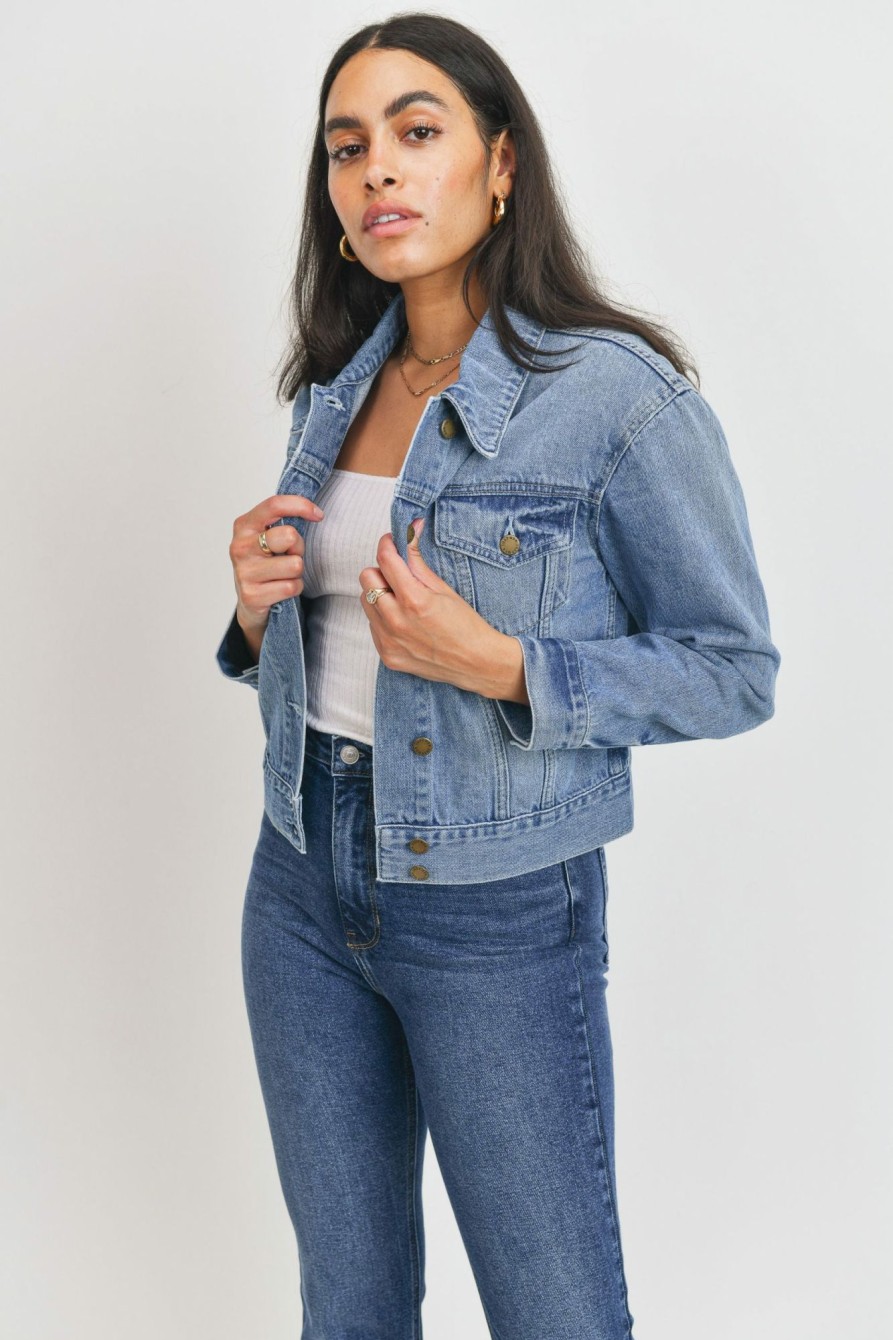 Clothing * | Just Usa Classic Denim Jacket Discount Online