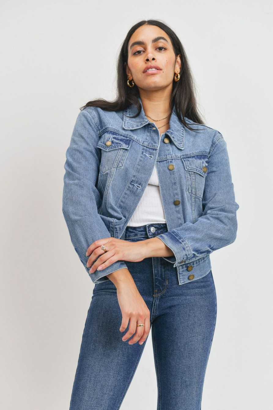 Clothing * | Just Usa Classic Denim Jacket Discount Online