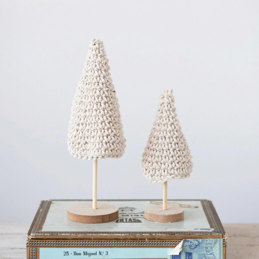 Accessories * | Cotton Crochet Trees, Set Of 2 Quality Guarantee