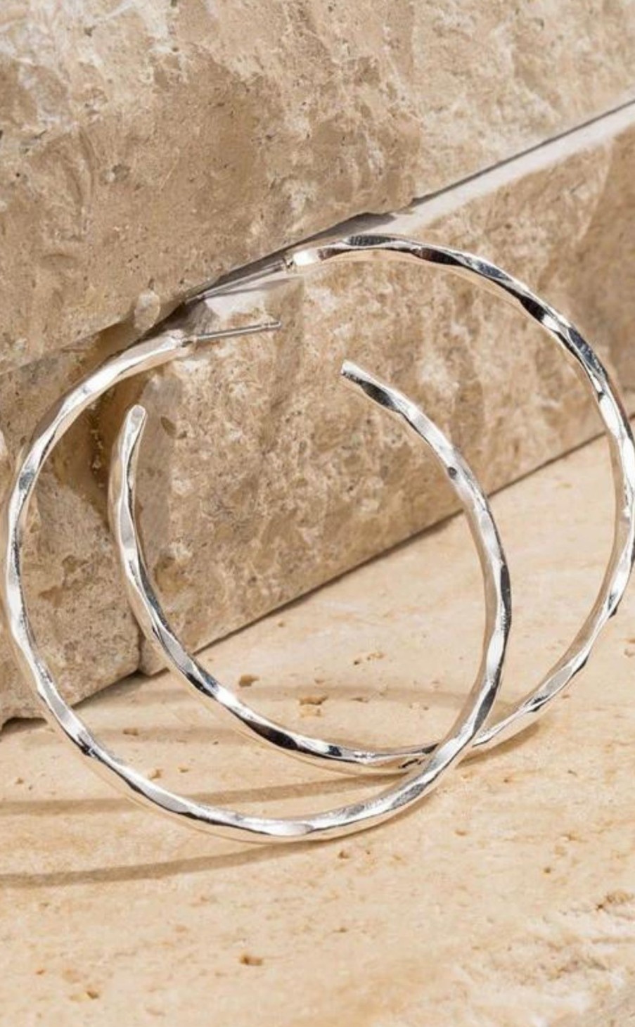 Accessories * | Matte Hammered Hoop Earrings Quality Guarantee