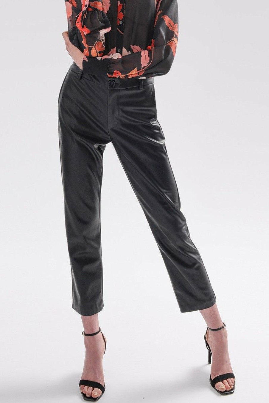 Clothing * | Vegan Leather Straight Leg Pants Bestsellers