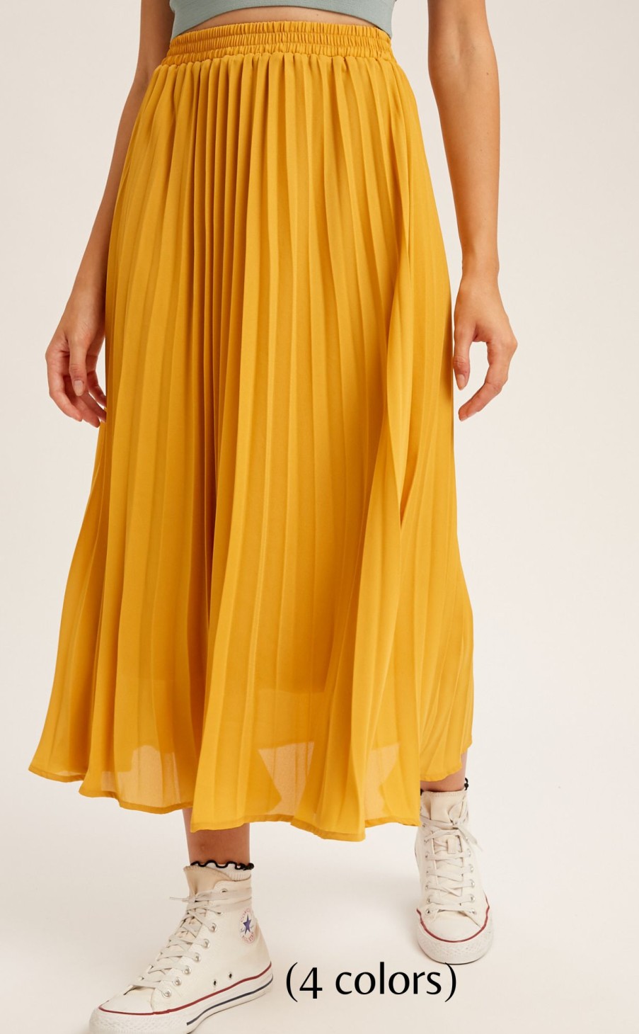 Clothing * | Pleated Chiffon Midi Skirt Sells Cheap