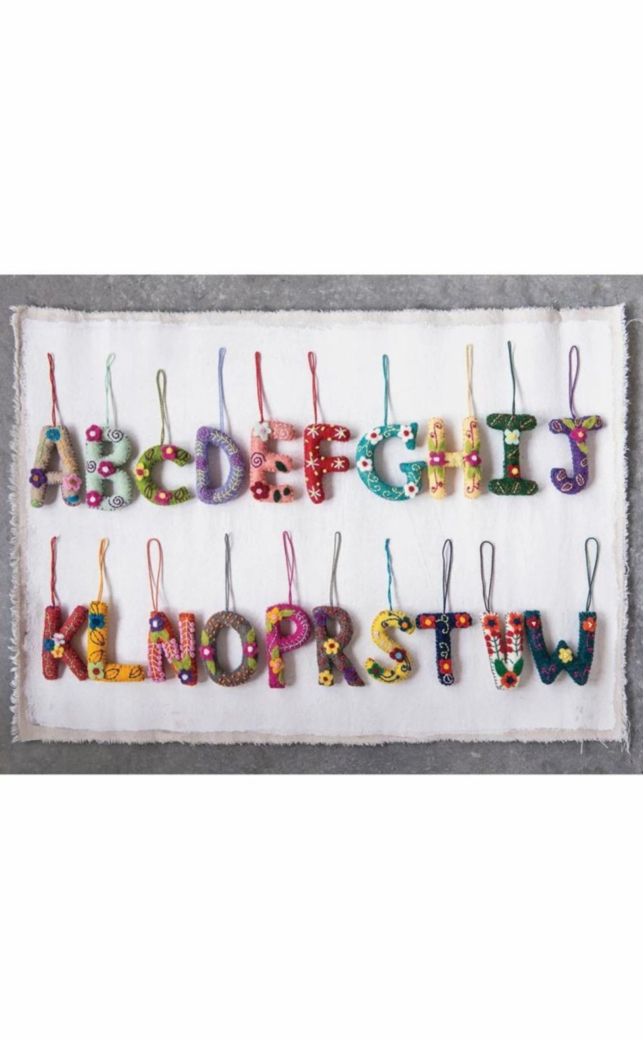 Accessories * | Wool Felt Embroidered Alphabet Ornament Lower Price