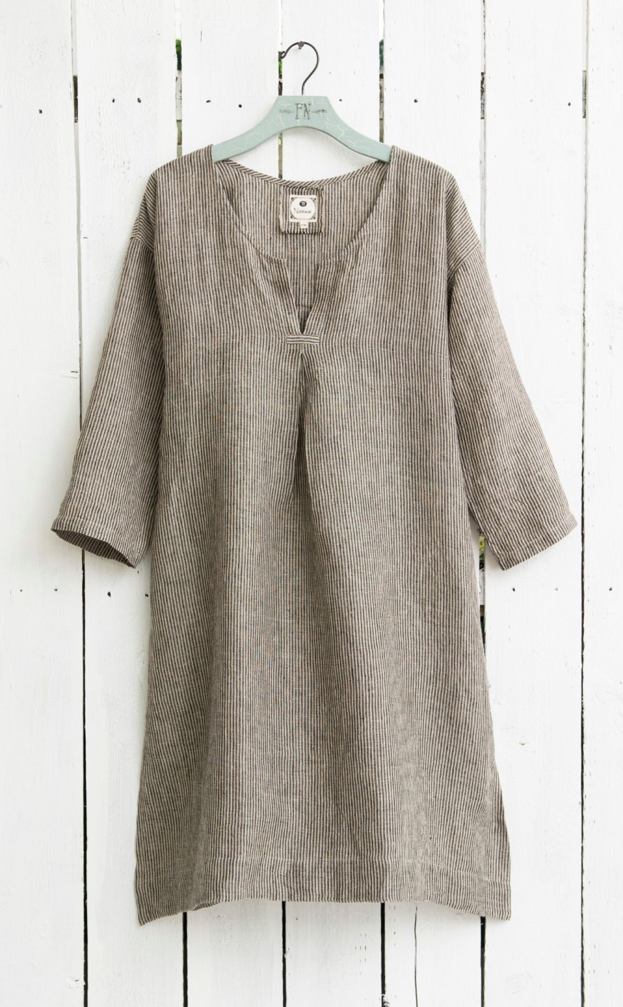 Clothing * | Linen Pinstripe Tunic Dress Classical