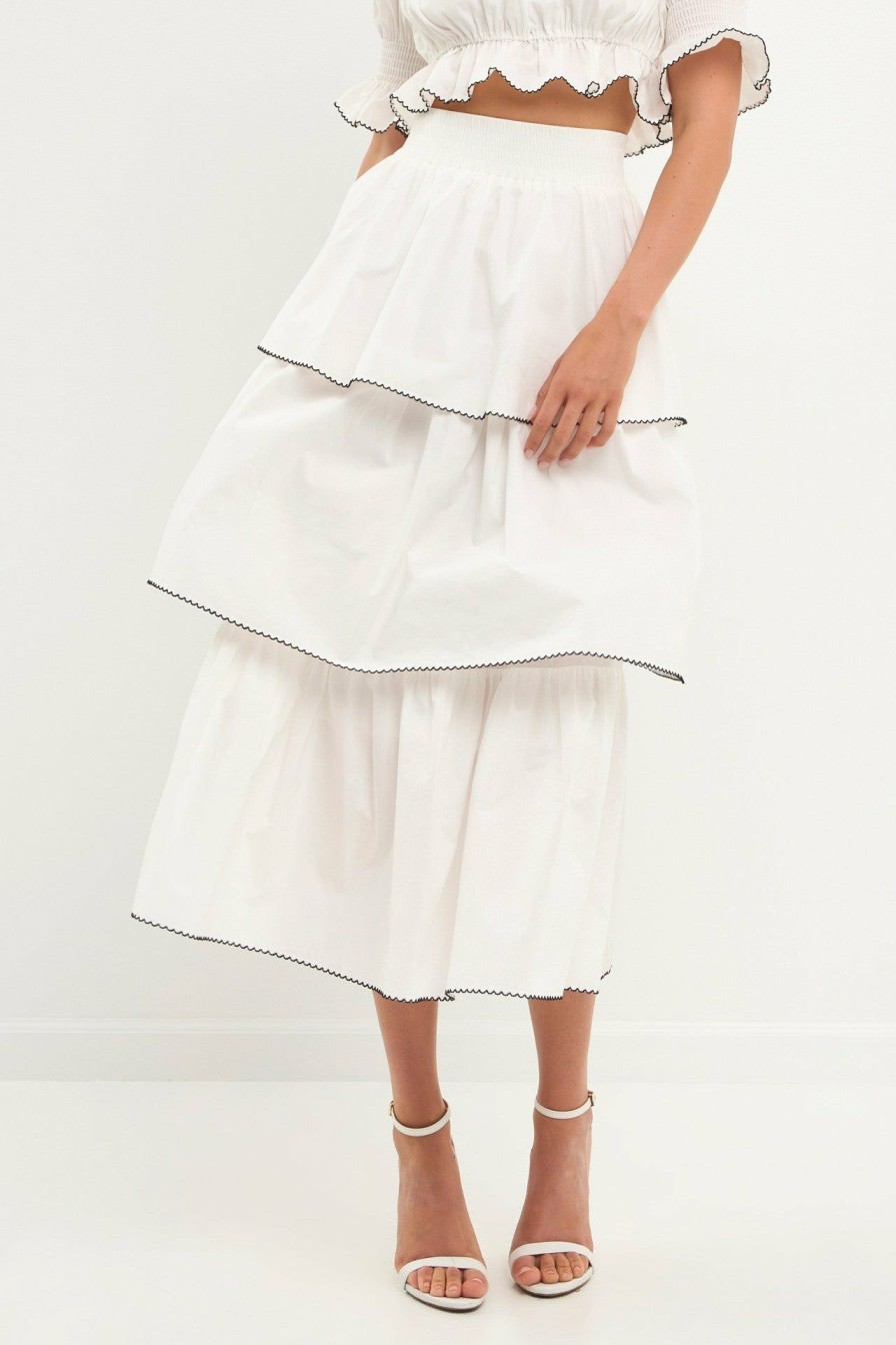 Clothing * | Tiered Midi Skirt Reasonable Price