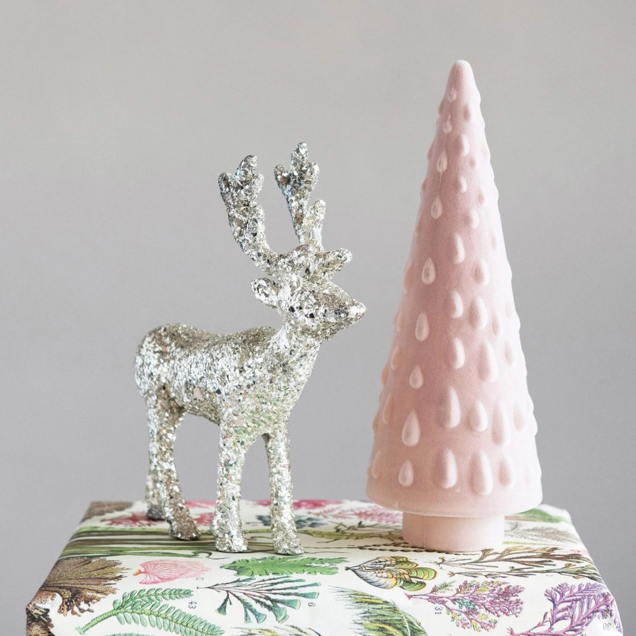 Accessories * | Pink Flocked Resin Tree Hot Sell