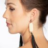 Accessories * | Hand-Carved Bone Ellipse And Fringe Earring Best Sellers