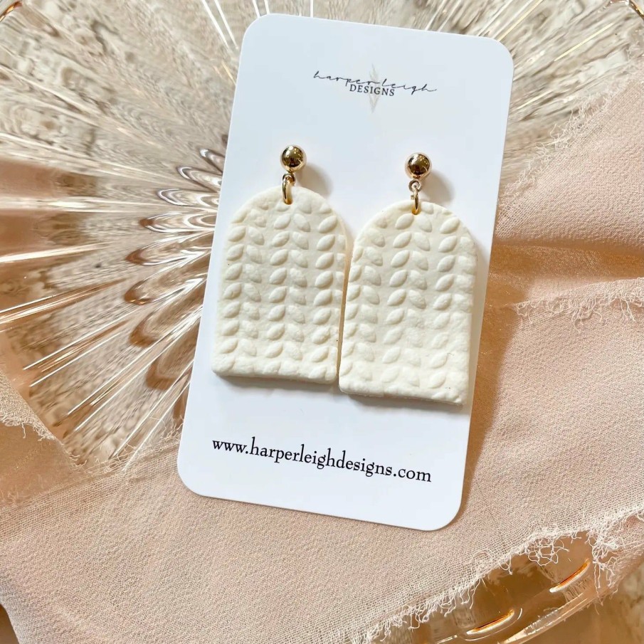 Accessories * | White Arch Clay Dangle Earrings Promotion