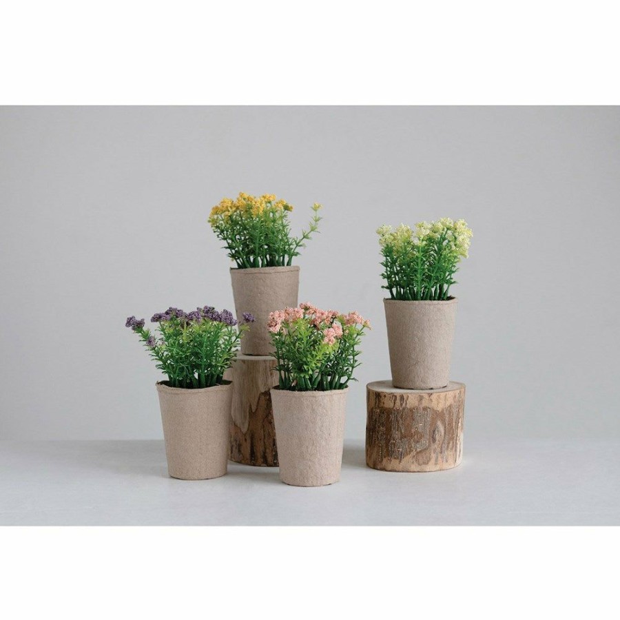 Accessories * | Faux Blooming Plant In Paper Pot Best Quality