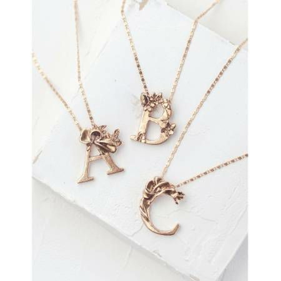 Accessories * | Botanical Initial Necklace Best Sale