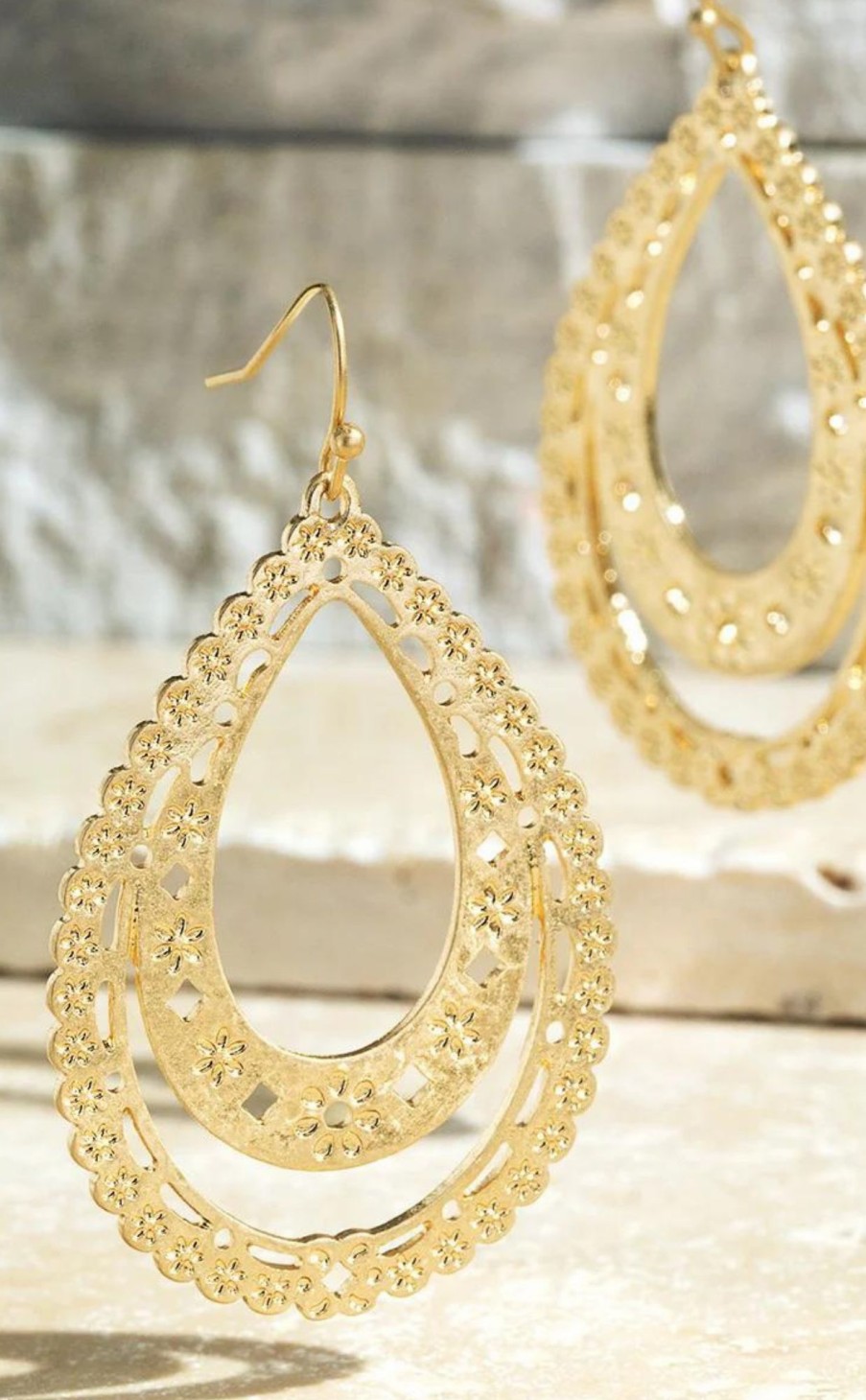 Accessories * | Scalloped Edge Teardrop Earrings Reliable Quality