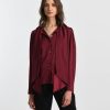 Clothing * | Lavaliere Tie Blouse Popular Dark Red