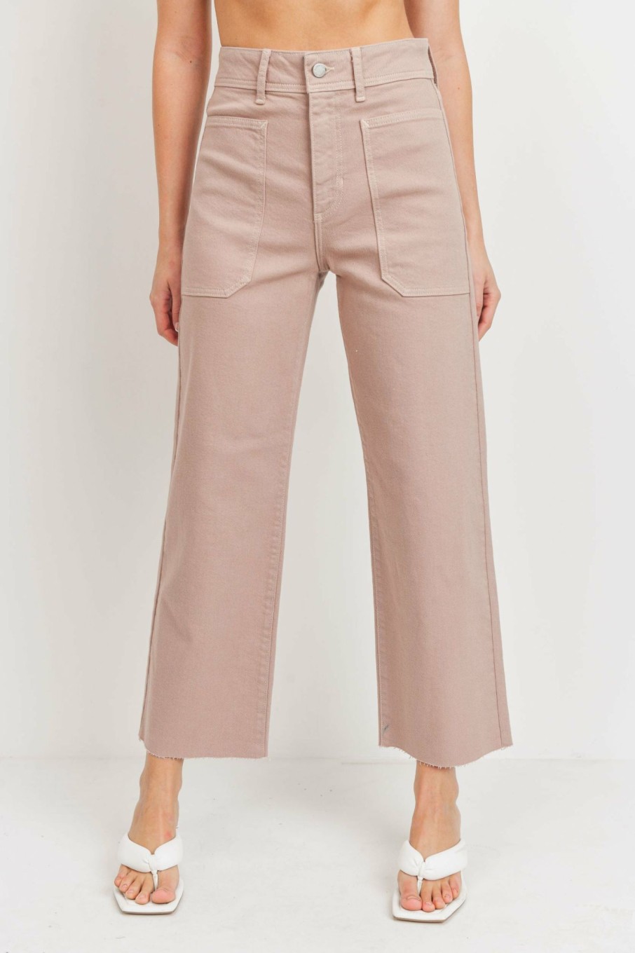 Clothing * | Just Black Denim Utility Wide Leg Jeans In Clay Sale