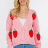 Clothing * | Strawberry Knit Cardigan Best Quality