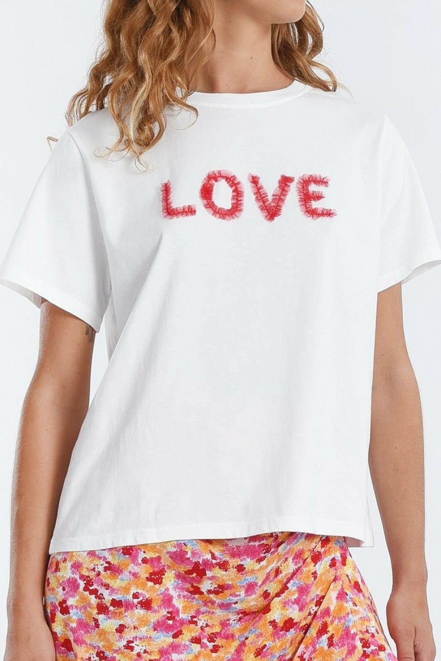 Clothing * | Tulle Ribbon Detail Love Graphic Tee Official