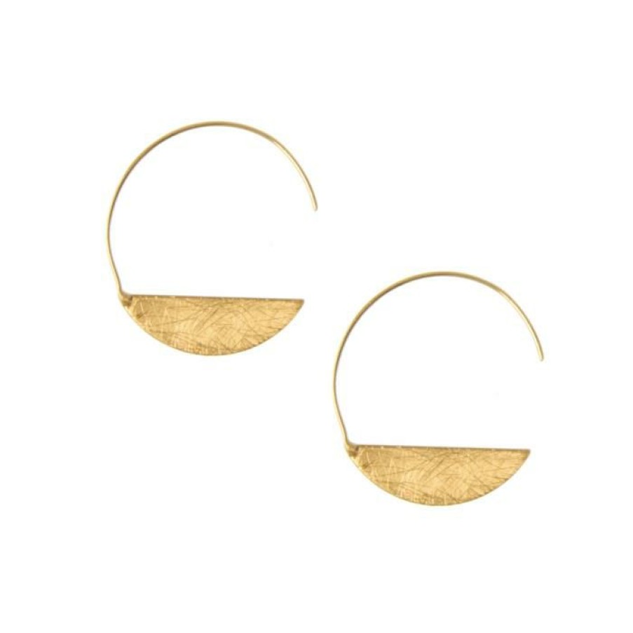 Accessories * | Scratched Threader Moon Earrings Classical