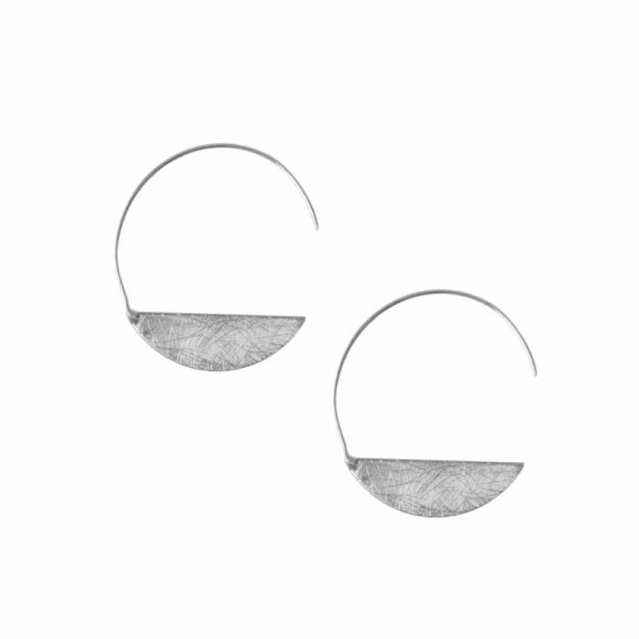 Accessories * | Scratched Threader Moon Earrings Classical